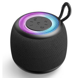 Compact Bluetooth Speaker with 5.3 Expertise, RGB Lighting, Stereo Sound & Bass, IPX5 Waterproof, Ultimate for Journey in Automotive or Bicycle